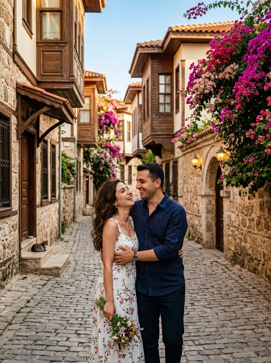 Couple photoshoot in the old streets of Kaleiçi, Antalya